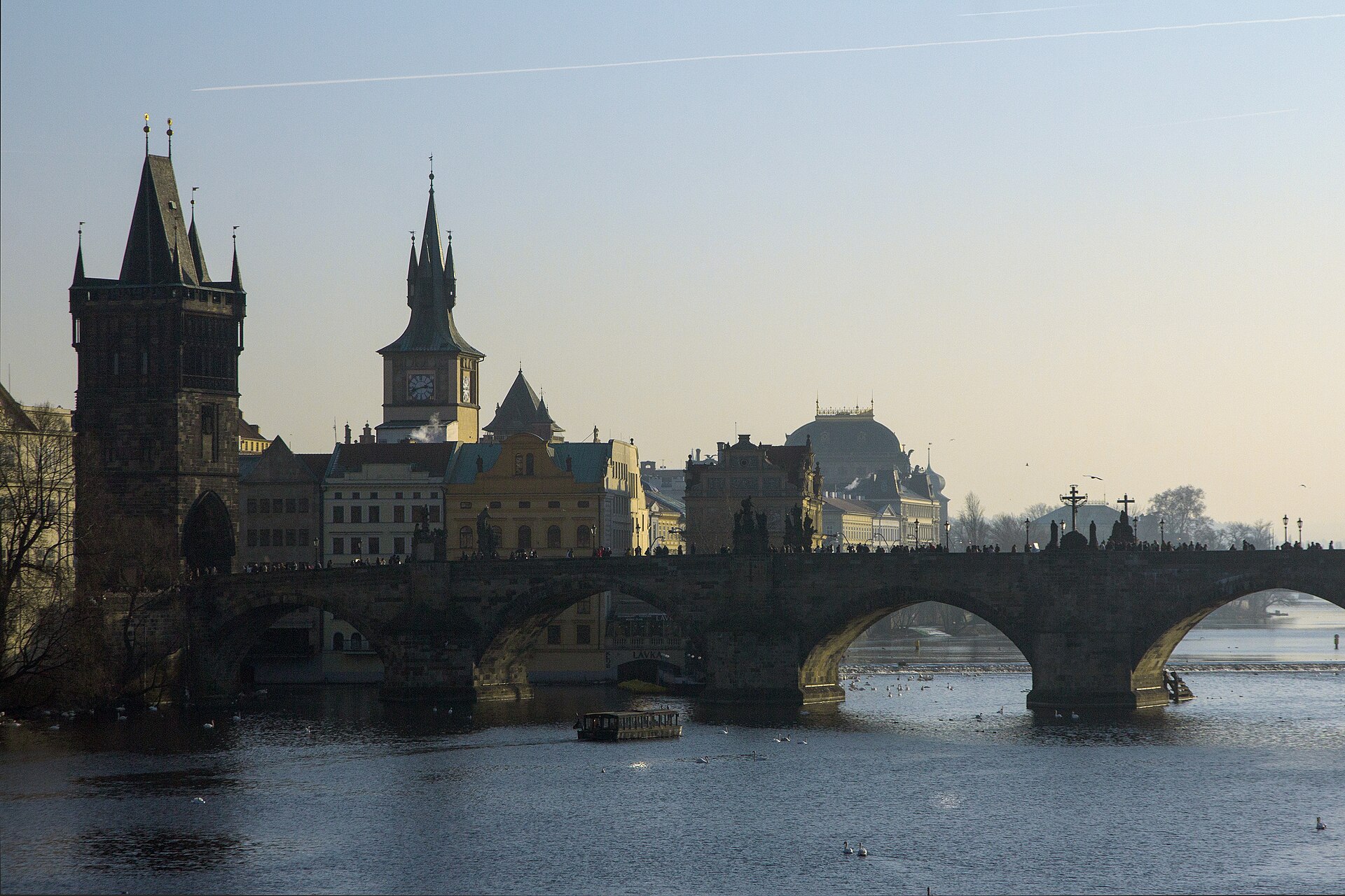 Charles Bridge and Prague's Old Town in winter light
